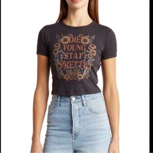 Vinyl Icons Blondie Graphic T-Shirt Womens Large Gray Die Young Stay Pretty NWOT